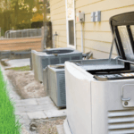 Generator installed next to HVAC systems