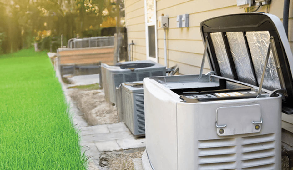 Generator installed next to HVAC systems