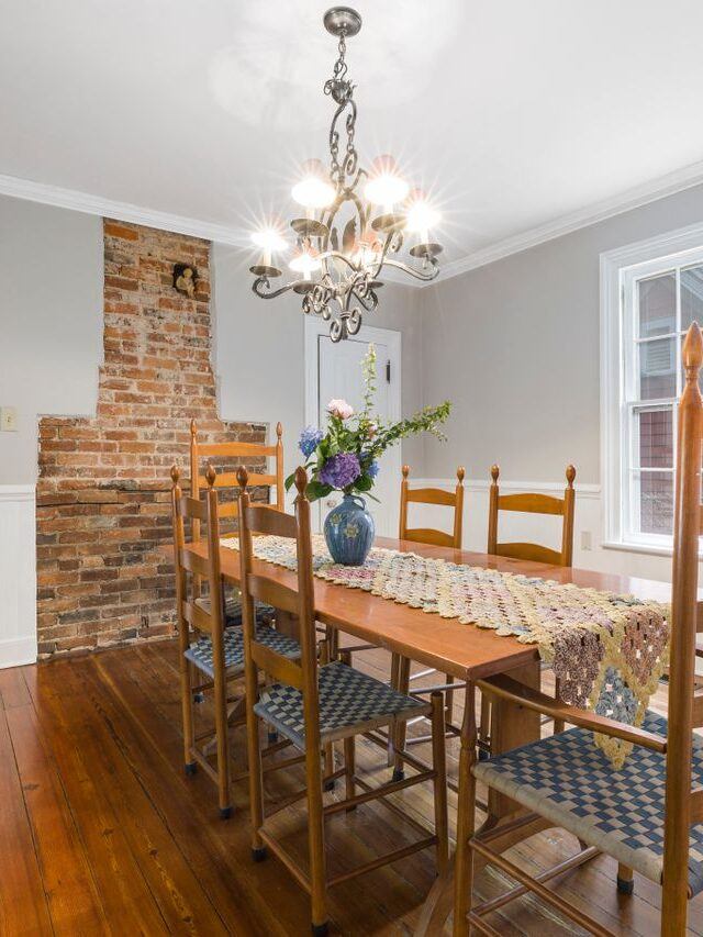 Dining room with a chandelier